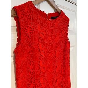 Cynthia Steffe Rayna Orange Red Lace Sleeveless Short Shift Mini Dress S 6 Bold